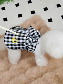 PETSIN Black Lightweight Breathable Summer Pet Skirt With Classic Plaid Pattern, Embroidered Bow Decor - Black - View 7