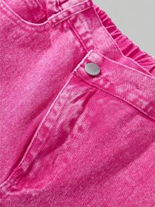 Tween Girls' Loose Straight Leg Ripped Distressed Washed Denim Jeans, Casual & Style - Hot Pink - View 4