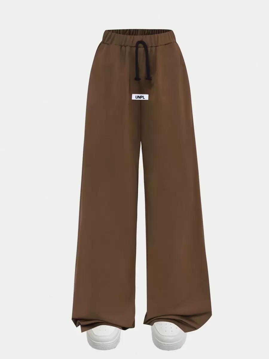 SHEIN 1pc Boys' Basic Stylish Logo Print Loose Fit Casual Long Pants, All Season - Brown - View 1