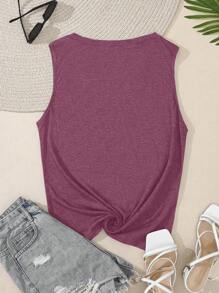 INAWLY Slogan Graphic Tank Top TEQUILA MAY NOT BE THE ANSWER BUT IT'S WORTH A SHOT Graphic Tees Women Tops - Burgundy - View 2