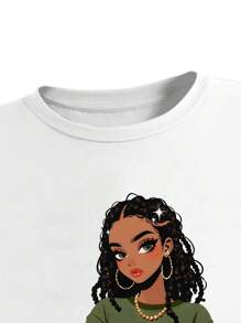 Sparklyn Tween Girl Cartoon Character Printed Crew Neck Short Sleeve T-Shirt And Cargo Pants Casual Suit - Army Green - View 8