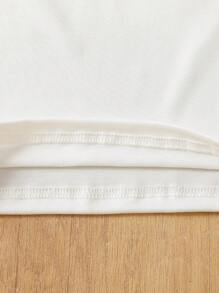2 件装女婴休闲 T 恤上衣和围兜连衣裤套装，春夏 - 綠色 - 查看 3