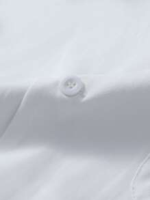 Manfinity Homme 2pcs Men's Uniform Outfit - Long Sleeve Pocket Solid Shirt & Elastic Waist Pants, Suitable For Medical/Healthcare - White - View 8