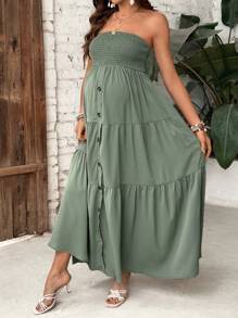 SHEIN 纯色无袖长款休闲孕妇装