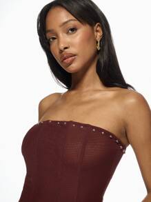 MISSGUIDED 设计师款束身衣上衣紧身胸衣露肩晚会俱乐部服装结构化骨架秋冬假日季节时尚 - 鏽棕色 - 查看 8