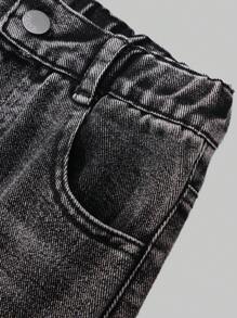 YOUNG GIRLS' Girls Jeans, Washed Light Gray Denim With Side Pleated Pockets, Fashionable And Versatile Street Style - Light Grey - View 4