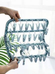 SHEIN 1 件 32 夹挂衣架折叠衣架多功能晾衣架家用塑料防风夹衣服袜子多夹衣架