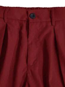 Manfinity Hypemode Loose Fit Men's Pleated Wide Leg Pants - Burgundy - View 3