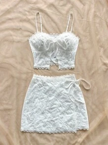 Soleia Bohemian ,Boho, Romantic Floral ,Vacation, Floral 4th Of July Clothes Summer Two Pieces Set Rave Outfits Festival Festival New Years Eve Outfits/Coquette Outfitcold Weather Outfits/Ice Skating Outfitidate Night Outfit Vacation Outfits Woman Women's Resort Style Floral Embroidery Cami Top & Mini Skirt, Multi-Occasion, Matching Sets, Two Pieces Summer Beach Vacation Outfit Set