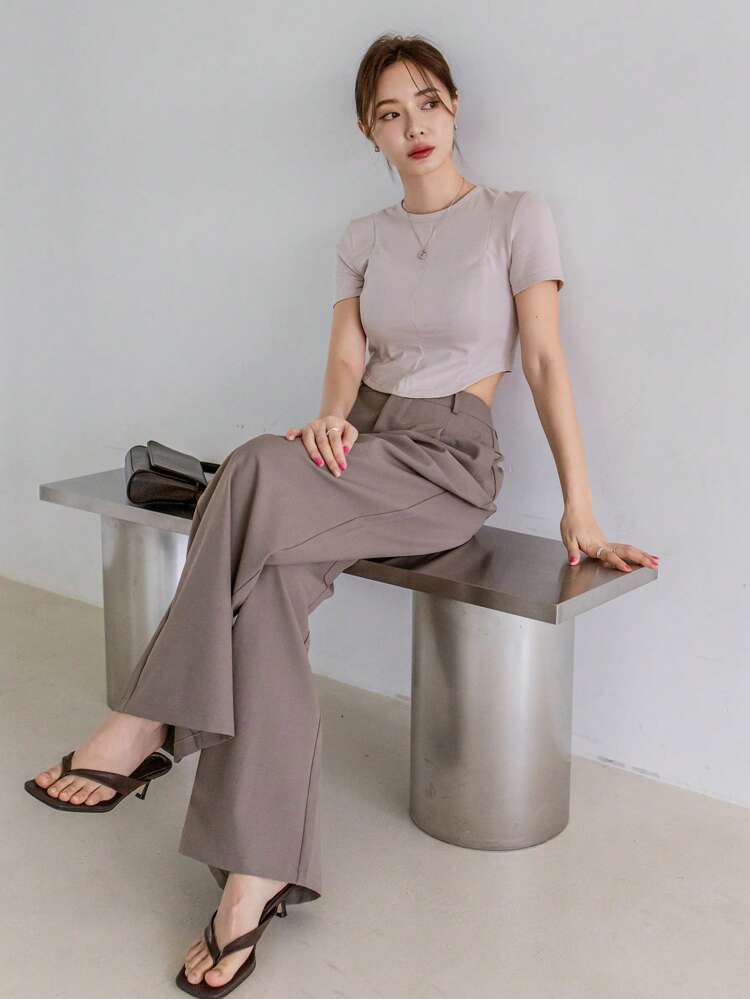 Women's Solid Color Short Crop Top T-Shirt Summer