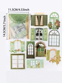 SHEIN 1 Pack Hollow Window Collage Card Sticker Pack Journal Stickers Journaling Supplies Cute Stickers Craft Supplies