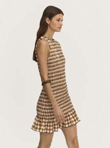 Nöista Gingham Mini Dress Smock Body & Feature Ruffle Hem. Spring Summer Outfits - Multicolor - View 9