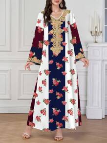 Al Najma Women's Simple And Fashionable Arabian Style Dress, Suitable For Summer, Modest Kaftan