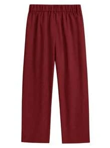 Manfinity Hypemode Loose Fit Men's Pleated Wide Leg Pants - Burgundy - View 2