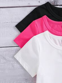 SHEIN 3pcs/Set Baby Girl Cute Easter Bunny Printed Knitted Tops, Suitable For Outing In Spring & Summer - Multicolor - View 3