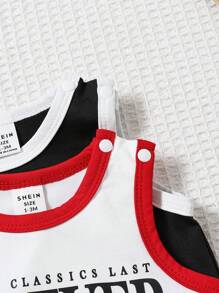 2 件装新生儿夏季复古老式汽车印花无袖连体衣套装 - 彩色 - 查看 5