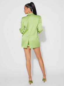 SHEIN Unity بليزر ربيعي كبير الحجم من القماش الساتان أمامي بأزرار، جاكيت صيفية للمناسبات الخاصة، حفلات الزفاف والحفلات والعشاء والحفلات الرسمية للنساء في فصلي الخريف والشتاء