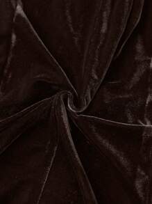 SHEIN Unity Satin & Velvet Patchwork Long Casual Blazer For Autumn And Winter Fall Cloth For Women - Brown - View 7