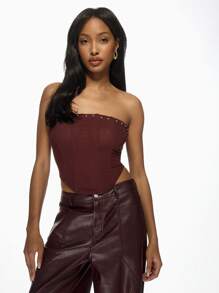MISSGUIDED 设计师款束身衣上衣紧身胸衣露肩晚会俱乐部服装结构化骨架秋冬假日季节时尚 - 鏽棕色 - 查看 1