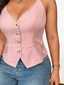 Calvaya Camiseta de tirantes elegante y de moda, versátil y casual, para mujer de talla grande