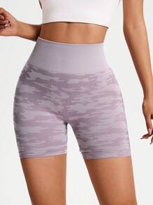 SHEIN Sport Studio Damen High Waist Camouflage Muster Lässig Fitness Workout Shorts Spandex Kurze Hose