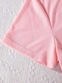 EMERY ROSE Too Many Storms Plus Size Short Sleeved T Shirts - Pink - View 4