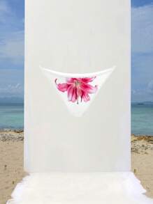 Opulessa Printed Knit Bikini Bottom For Women - White - View 7