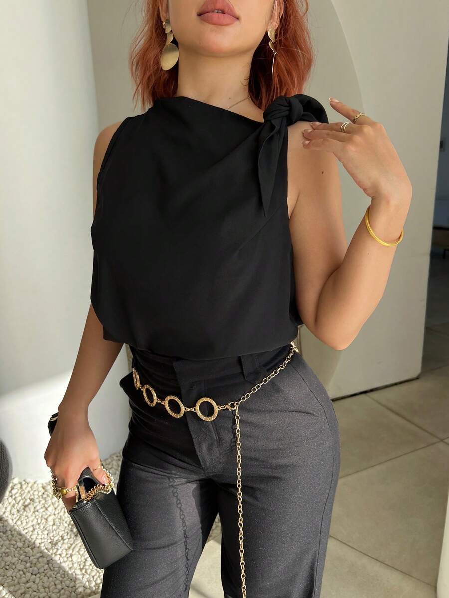 SHEIN Frenchy Plus Size Solid Color Asymmetric Hem Shirt