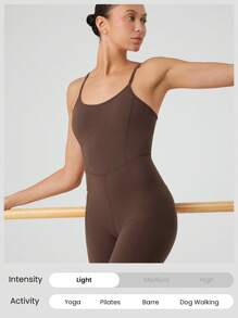GLOWMODE 6 英寸 FeatherFit™ Peak Motion 收腹可转换肩带紧身连体衣 带侧袋 低冲击瑜伽工作室普拉提日常休闲装 可拆卸罩杯 - 肉桂靈感 - 查看 7