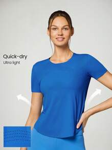 GLOWMODE Camiseta reflectante cortada con láser y de secado rápido OptiDry para entrenamiento de alta intensidad, jogging, running, ejercicios de gimnasio y ciclismo