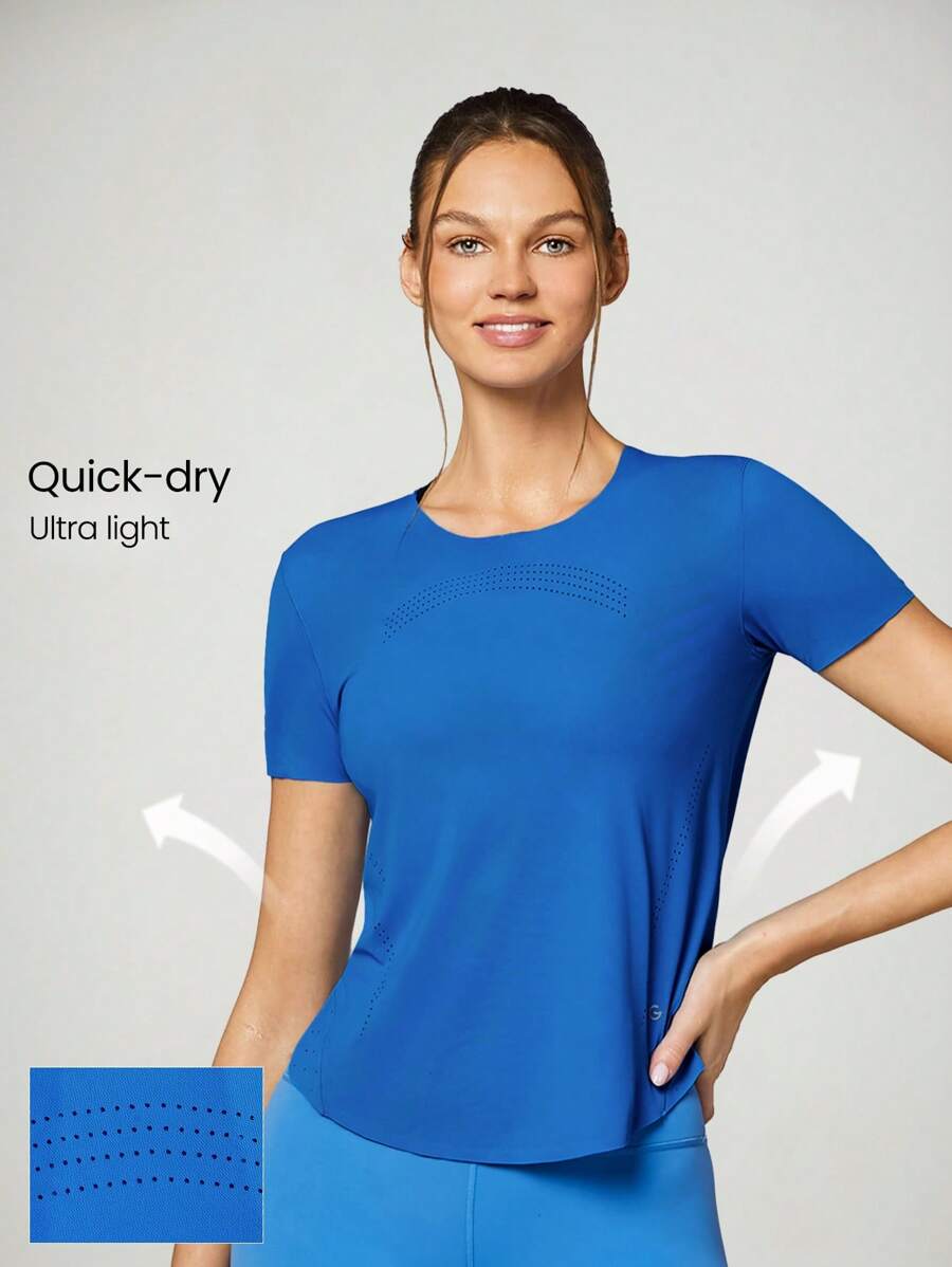 GLOWMODE Camiseta reflectante cortada con láser y de secado rápido OptiDry para entrenamiento de alta intensidad, jogging, running, ejercicios de gimnasio y ciclismo