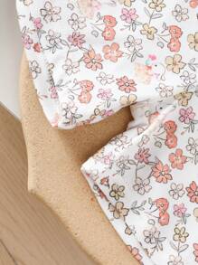 Babygirl Spring/Summer Multi-Color Casual Versatile Simple Rib Knit Short Sleeve Crew Neck Top & Elastic Waist Loose Shorts Set, Suitable For Home Wear And Beach - Multicolor - View 7