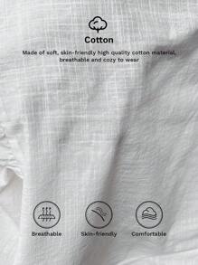 SHEIN LUNE Summer Women V-Neck Ruffle Trim Flounce Sleeve Ruched Hem Babydoll Style A-Line Shirt Leisure Vacation Open Front Blouse