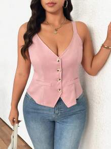 Calvaya Camiseta de tirantes elegante y de moda, versátil y casual, para mujer de talla grande