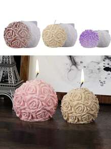 Molde de silicona esférico para vela de mesa con diseño de bola de cristal multiespécimen, esfera de resina y rosa circular - Blanco - Ver 6