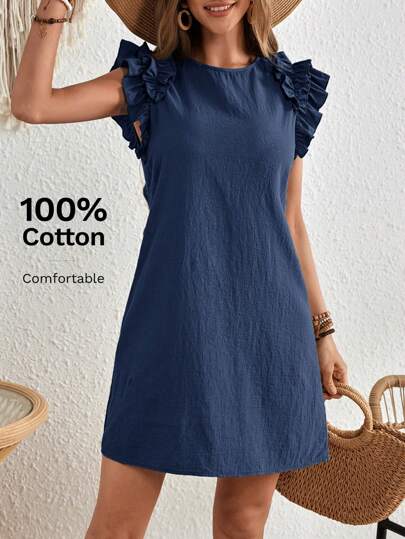 Linhara Vestito mini decorato con arricciature dal colore solido intrecciato per festività, con cinturino integrato per le donne