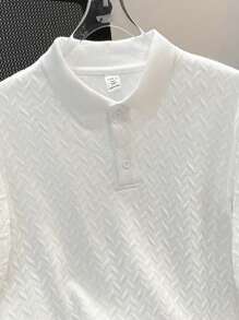 SHEIN Teen Boy/Teen Boys Casual School Pattern Ribbed Collar Half-Zip Relaxed Knit Polo Shirt, Comfortable Texture, Suitable For School, Garden, Beach, Birthday, Spring/Summer/Fall/Winter