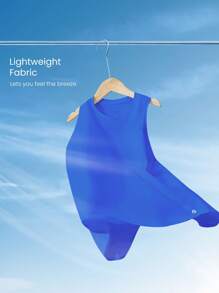 GLOWMODE Débardeur de sport grande taille à séchage rapide et léger, avec dos découpé, ourlet incurvé. Activewear pour l'entraînement, course à pied et activité à impact modéré - Bleu azur - Voir 5