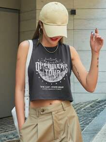 DAZY Camiseta Sin Mangas Con Diseño Gráfico De Letras