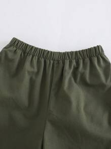 Cozy Pixies Conjunto de 2 piezas para bebé niño con blusa de manga corta con cuello y pantalón corto de cintura elástica de unicolor - Multicolor - Ver 5