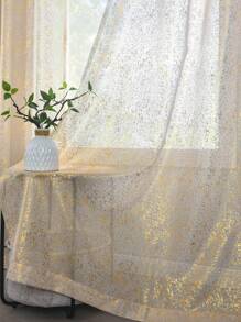 1/2 件轻质多用途防尘复古优雅金色古典窗帘，适用于客厅卧室 - 金色 - 查看 3