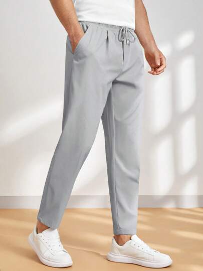 HIMLAND 男士抽绳休闲正装口袋修身梭织长裤，秋季