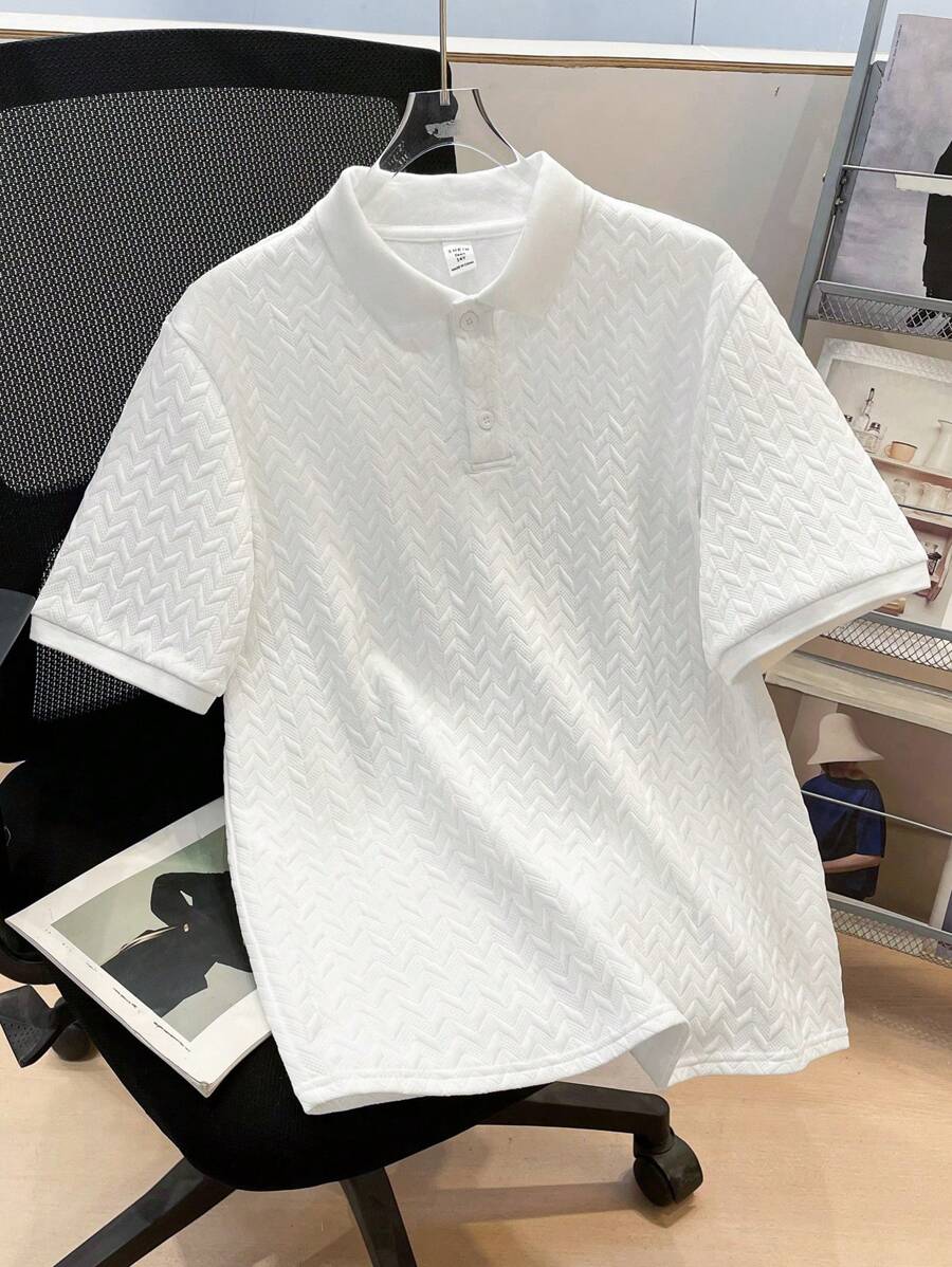 SHEIN Teen Boy/Teen Boys Casual School Pattern Ribbed Collar Half-Zip Relaxed Knit Polo Shirt, Comfortable Texture, Suitable For School, Garden, Beach, Birthday, Spring/Summer/Fall/Winter