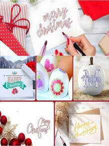 SHEIN 8/12/24/36/48 Couleurs de stylos de contour double ligne, marqueurs métalliques d'auto-contour, stylos scintillants pour écriture et dessin, pour cartes de Noël, artisanat DIY