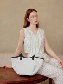 MOTF PREMIUM WOMEN'S FASHION MINIMALIST LARGE CAPACITY TOTE BAG FOR COMMUTING - Multicolor - View 5