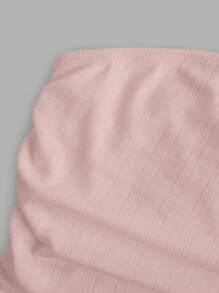 SHEIN EZwear Áo Bandeau dệt kim họa tiết màu trắng dành cho nữ - Hồng - Xem 3