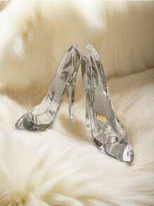 SHEIN 1/2 piezas Adornos de cristal acrílico con forma de zapato de tacón alto como regalo de cumpleaños, decoración del hogar, manualidades, figuras de boda, decoraciones en miniatura, suministros para fiestas, decoración navideña
