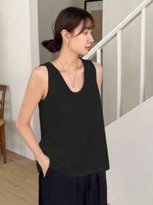 DAZY 纯色休闲商务女式背心夏季 - 黑色 - 查看 5