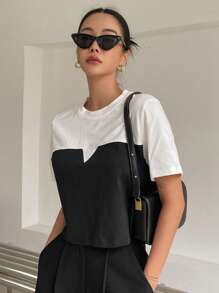 DAZY 拼色圓領 T 卹