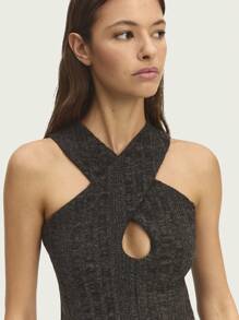 SHEIN Unity Áo ba lỗ không tay Fluffy Cami mùa xuân hè - màu đen - Xem 3